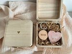 Gegraveerd vierkant doosje met zeep & sleutelhanger