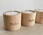Gegraveerde houten theelichthouder rond