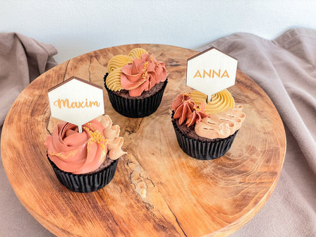 Cupcaketoppers &#039;hexagon&#039; sierlijk