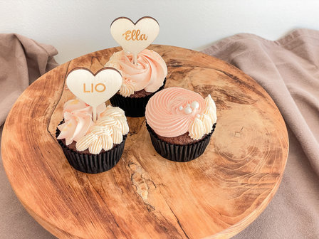 Cupcaketoppers &#039;hartje&#039; sierlijk