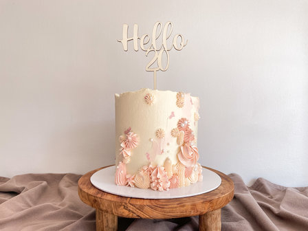 Caketopper &#039;hello &amp; leeftijd&#039; sierlijk