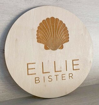 Gegraveerd houten naambord rond