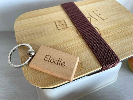 ACTIE! Brooddoos bamboe + GRATIS sleutelhanger
