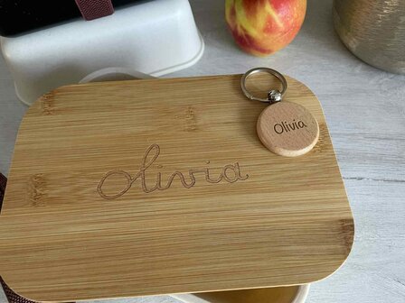 ACTIE! Brooddoos bamboe + GRATIS sleutelhanger