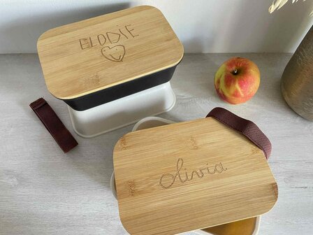 ACTIE! Brooddoos bamboe + GRATIS sleutelhanger
