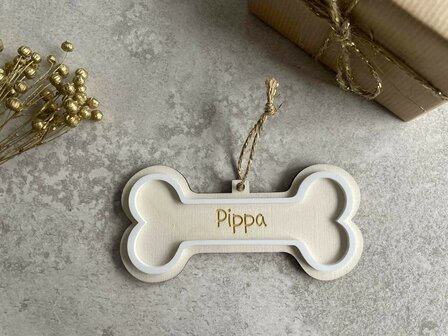 Houten kersthanger hond bot
