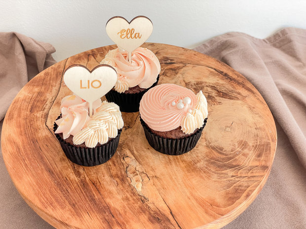 Cupcaketoppers 'hartje' sierlijk