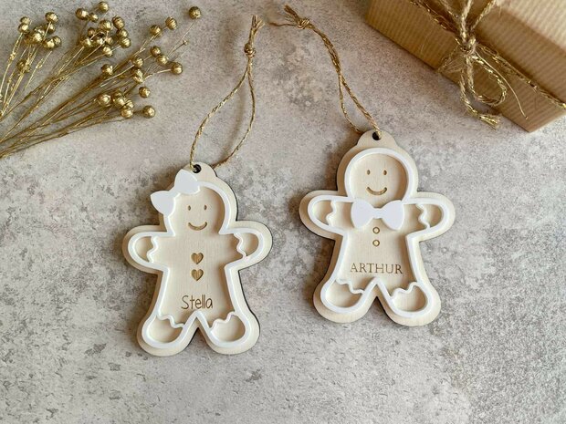 Houten kersthanger peperkoekmannetje