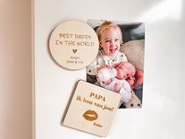 Gegraveerde houten magneet