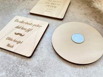 Gegraveerde houten magneet