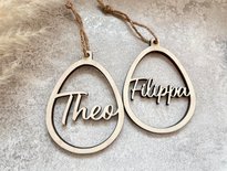 Houten paasei met naam