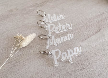 Plexi sleutelhanger naam