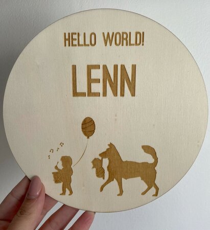 Gegraveerd houten naambord rond