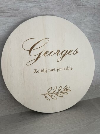 Gegraveerd houten naambord rond