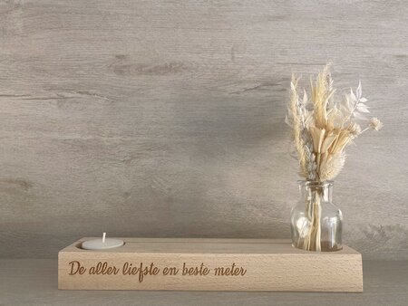 Gegraveerde kaarthouder | vaasje, droogbloemen & theelicht
