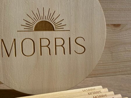 Gegraveerd houten naambord rond