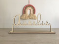 Houten naam op voet gepersonaliseerd