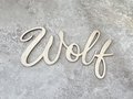 Houten naam 'Wolf'